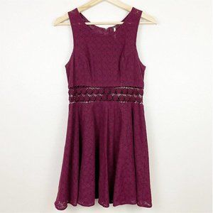Free People Maroon Lace Skater Dress